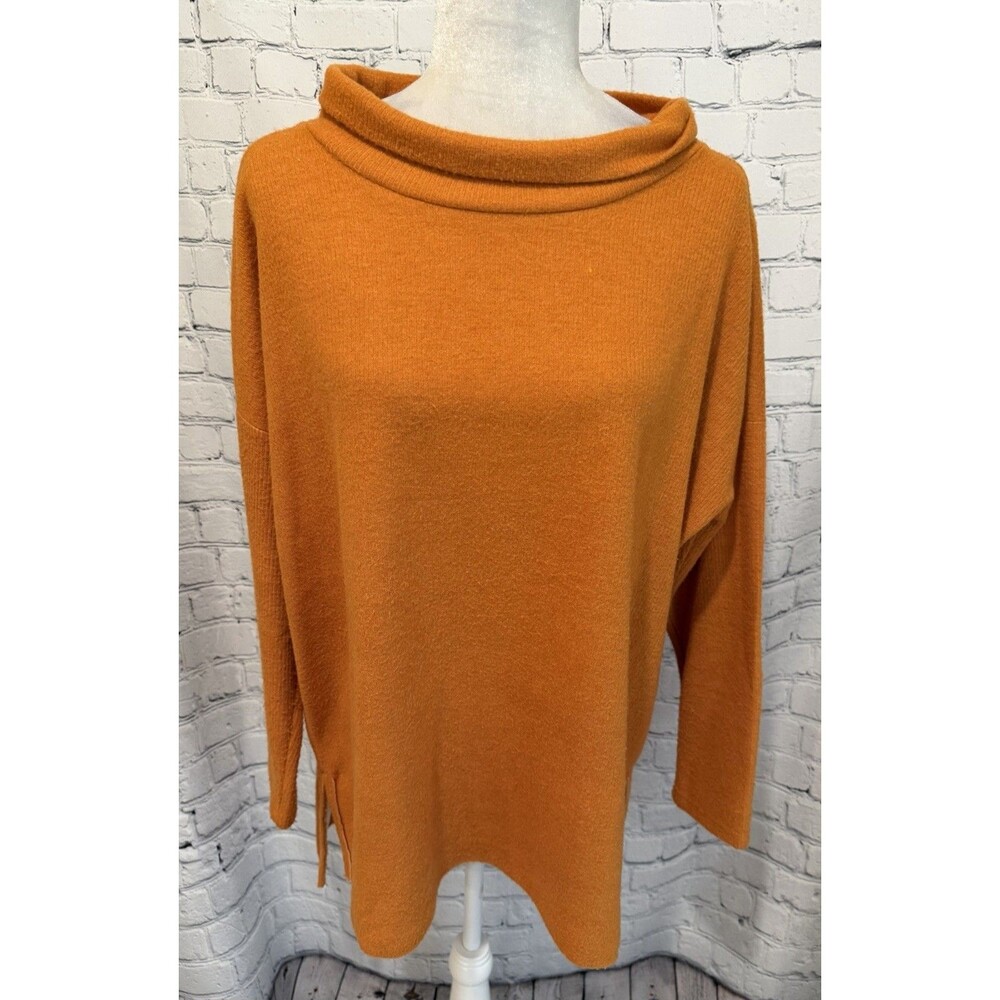 Antropologie Cowl Neck Oversized Women's Orange Sweater Size Medium - Picture 2 of 11